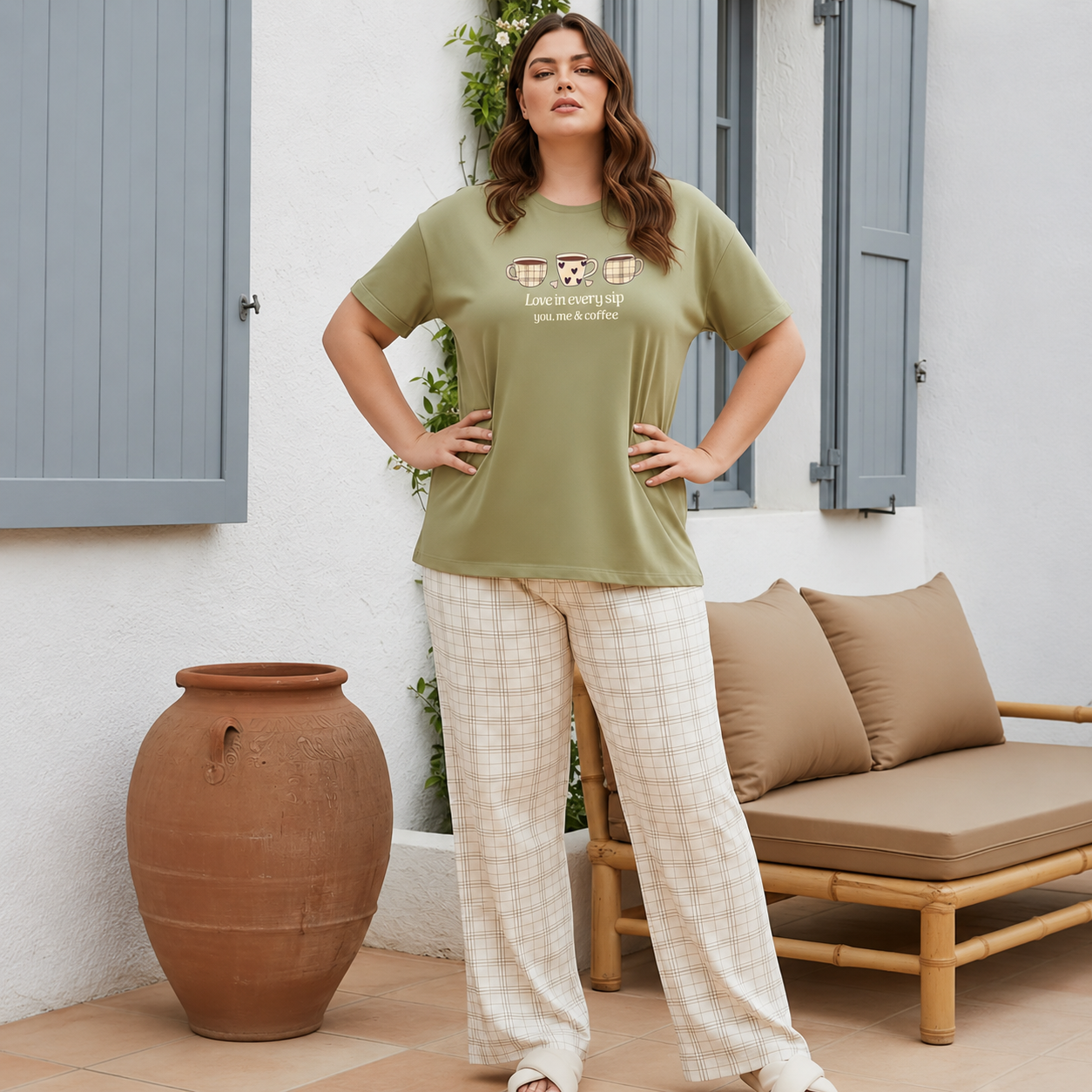 Plus Size Coffee Lounge Set